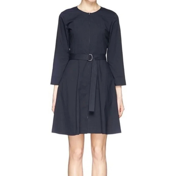 Theory • RARE Navy Mariela Zip Front Poplin Dress - Picture 2 of 7
